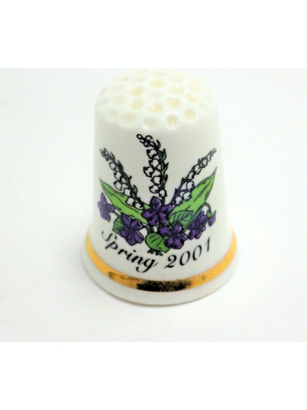 Fiskars Thimble Spring 2001 Lily of the Valley Violet Ceramic